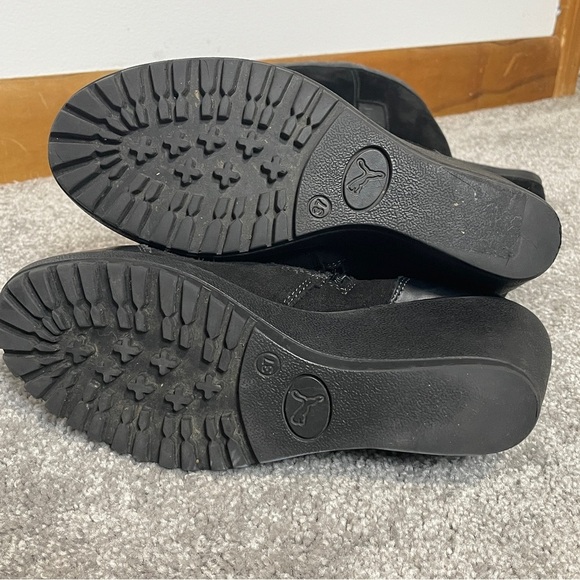 Puma Black Suede Wedge Knee High Boots | Size 6.5 EU 37 | Vintage Sport Goth - Picture 12 of 16